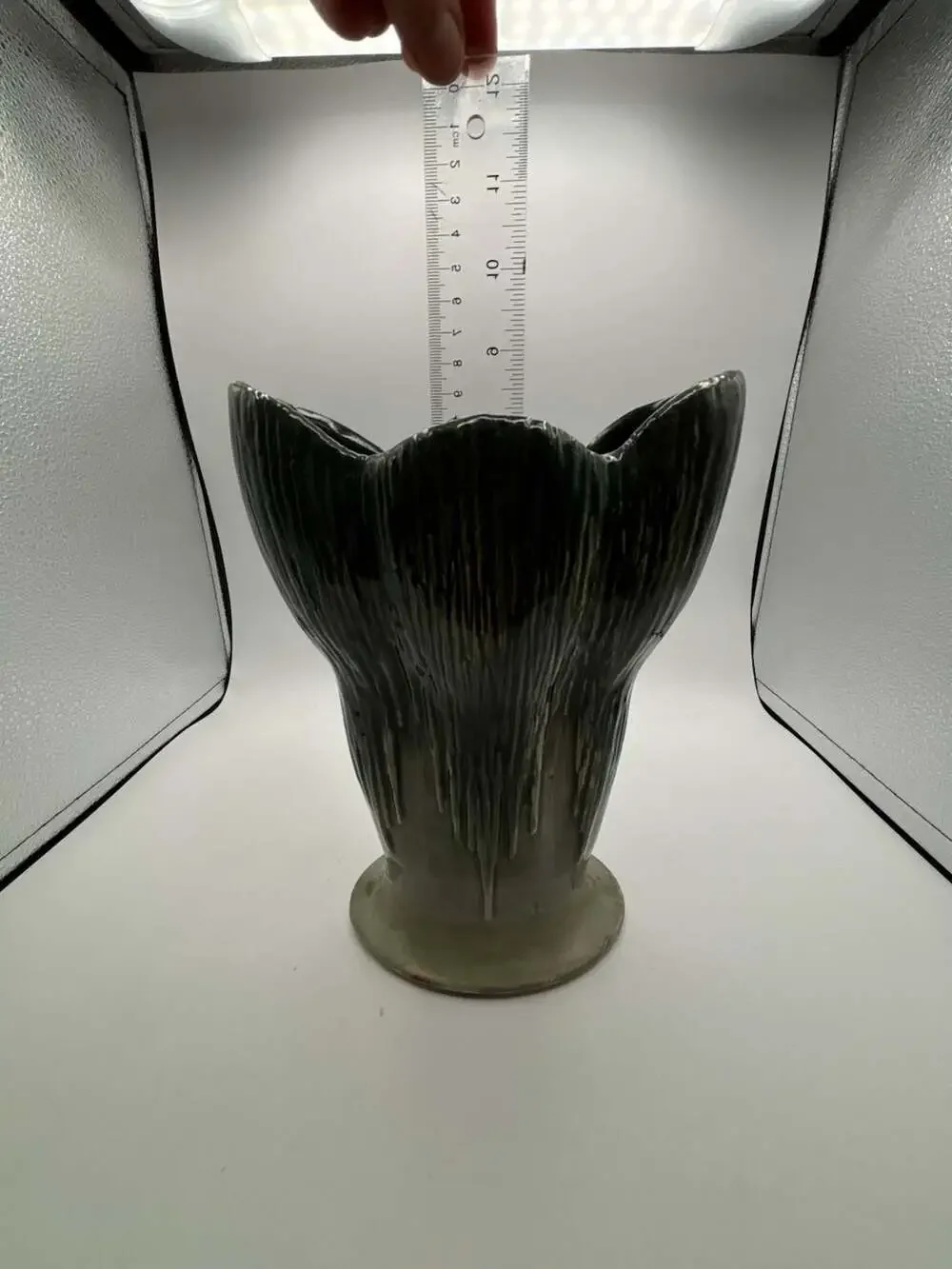 Vintage McCoy USA Green Drip Glaze Ceramic Vase